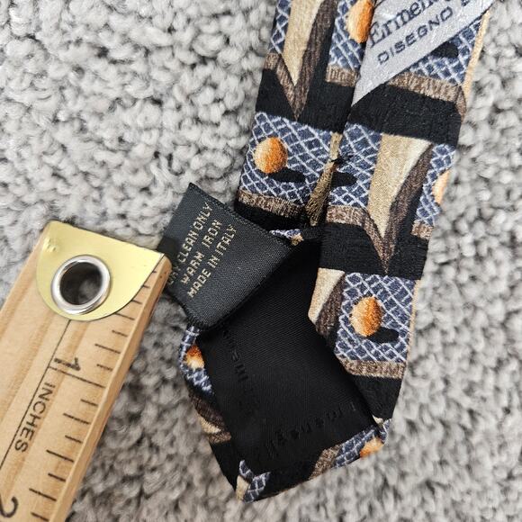 Ermenegildo Zegna Necktie 100% Silk Made In Italy Geometric 56" Black - Picture 6 of 9
